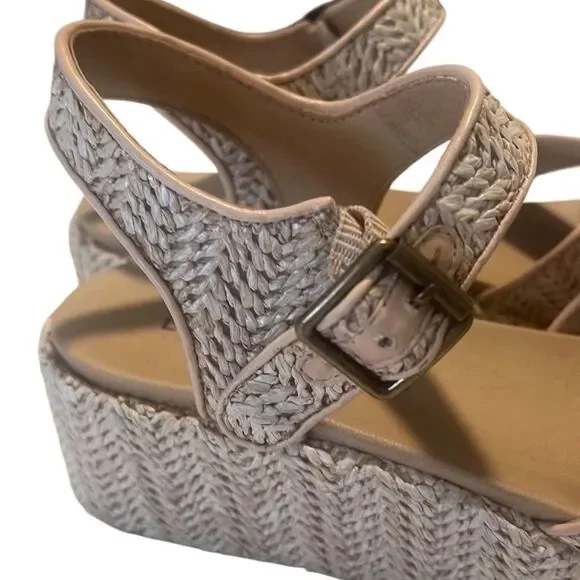 Lucky Brand Wagoo Woven Straw/Raffia Platform Buckle Sandals Size 7 - Picture 6 of 12